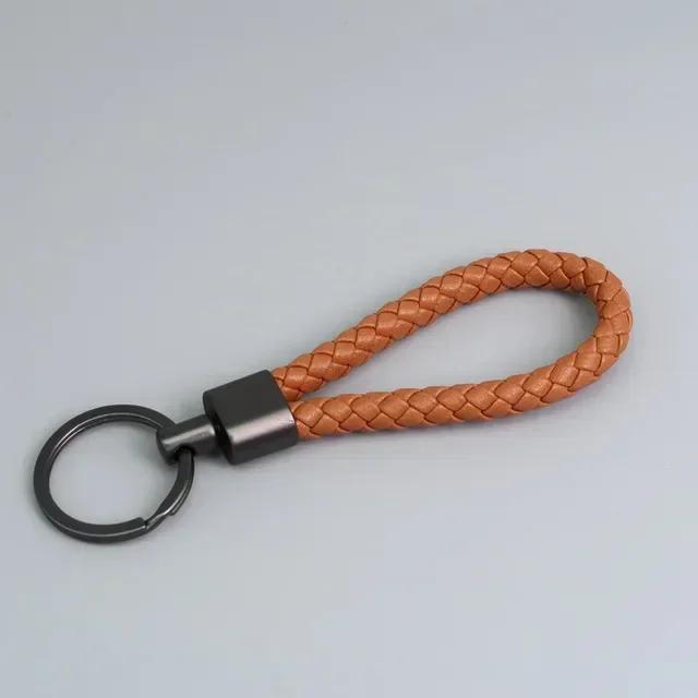 Trend Black Pink Color Braided Rope Car Keychain Fresh Ice Cream Color Key Pendant Sheep Pattern High Ring Leather Rope Amagi