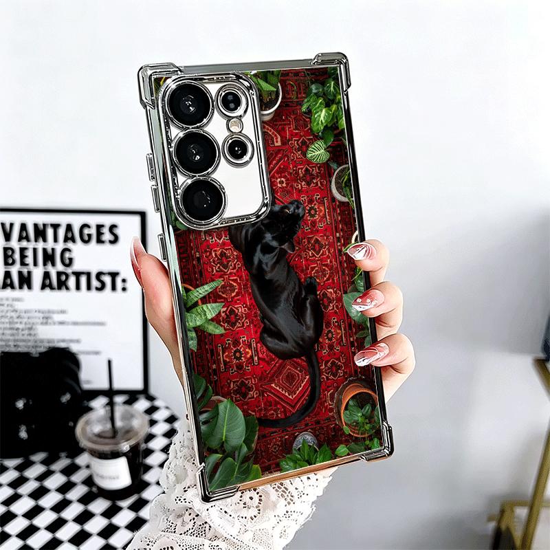 Black Panther Coole Tierbeschichtung Handyhülle Für Samsung Galaxy S24 S25 FE S26 Edge S23 Ultra S22 S21 Plus S20 Anti-Fall Airbag