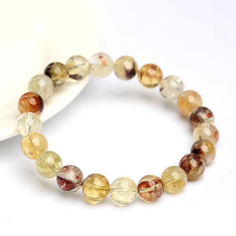 Hongchu Crystal Natural Golden Phantom Quartz Bead Bracelet Natural Icy Gradient Golden Phantom Bracelet