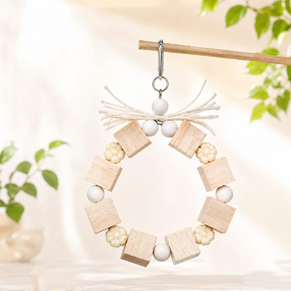 

Ring-shaped Bird Foraging Swing Colorful Beads Hanging Molar Toy for Budgies бежевый