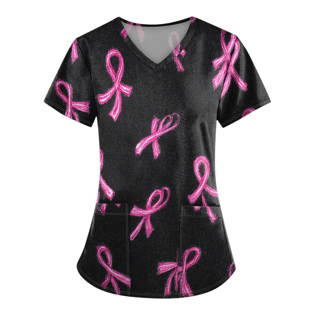 Dámská móda Overal s V výstřihem a krátkým rukávem s kapsami Potištěné topy Oblečení