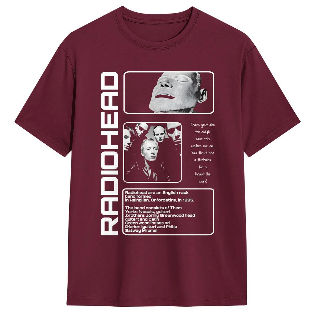 Mens TShirts Radiohead Band Vintage 100 Cotton Tees Short Sleeve T Shirt Round Collar Clothes Plus Size