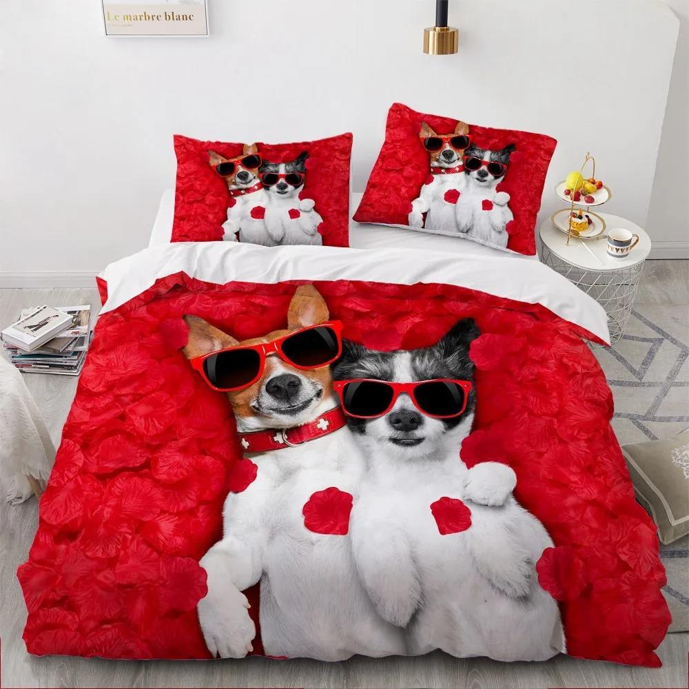 Comforter 3D Bedding Sets Pets Dog Cute King Queen Dalmatian Dogs Comforter