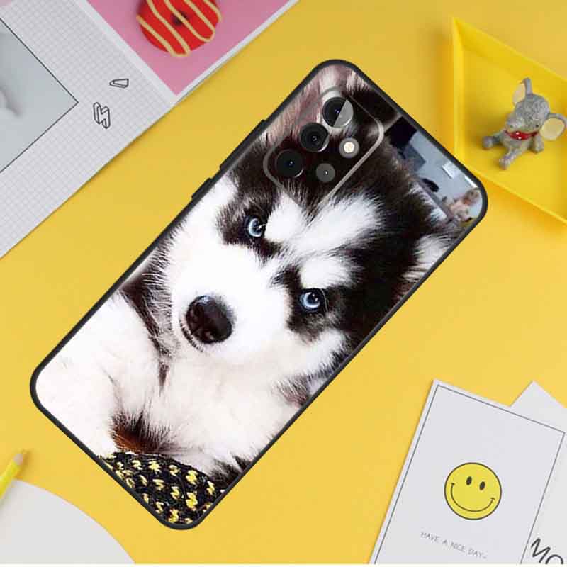Animal Husky Puppy Case For Samsung Galaxy A16 A26 A36 A56 A06 A55 A35 A15 A53 A32 A52 A33 A13 A14 A34 A54 A17