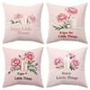 4-Pack Floral Candle Text Pillowcases, Warm Literary Style Healing 18x18 Inches, Machine Washable, Zipper Closure, Home and Holiday Decorative