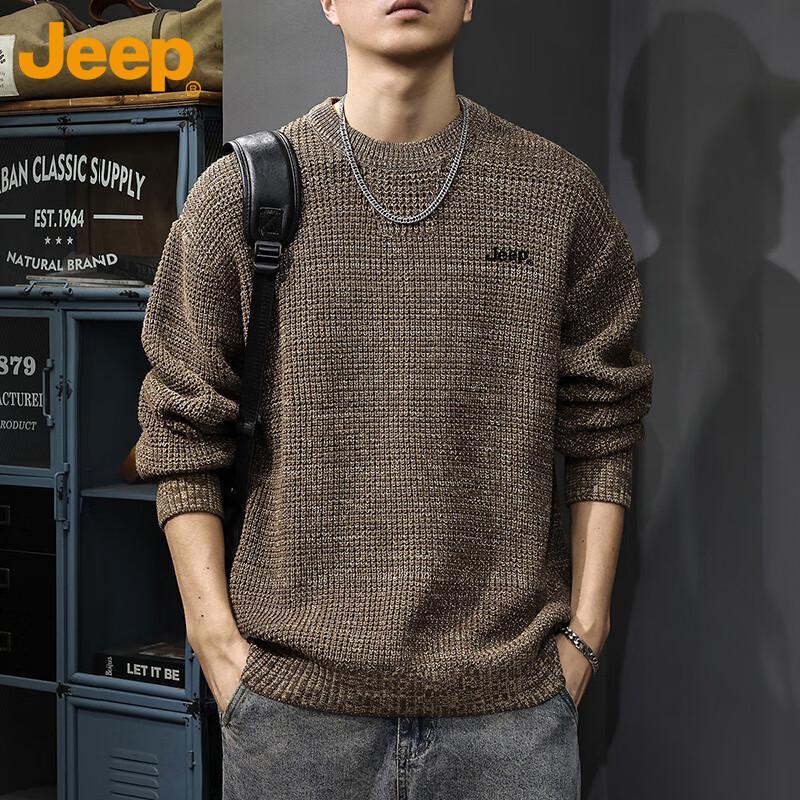 Jeep Men's Round Neck Warm Knitted Sweater