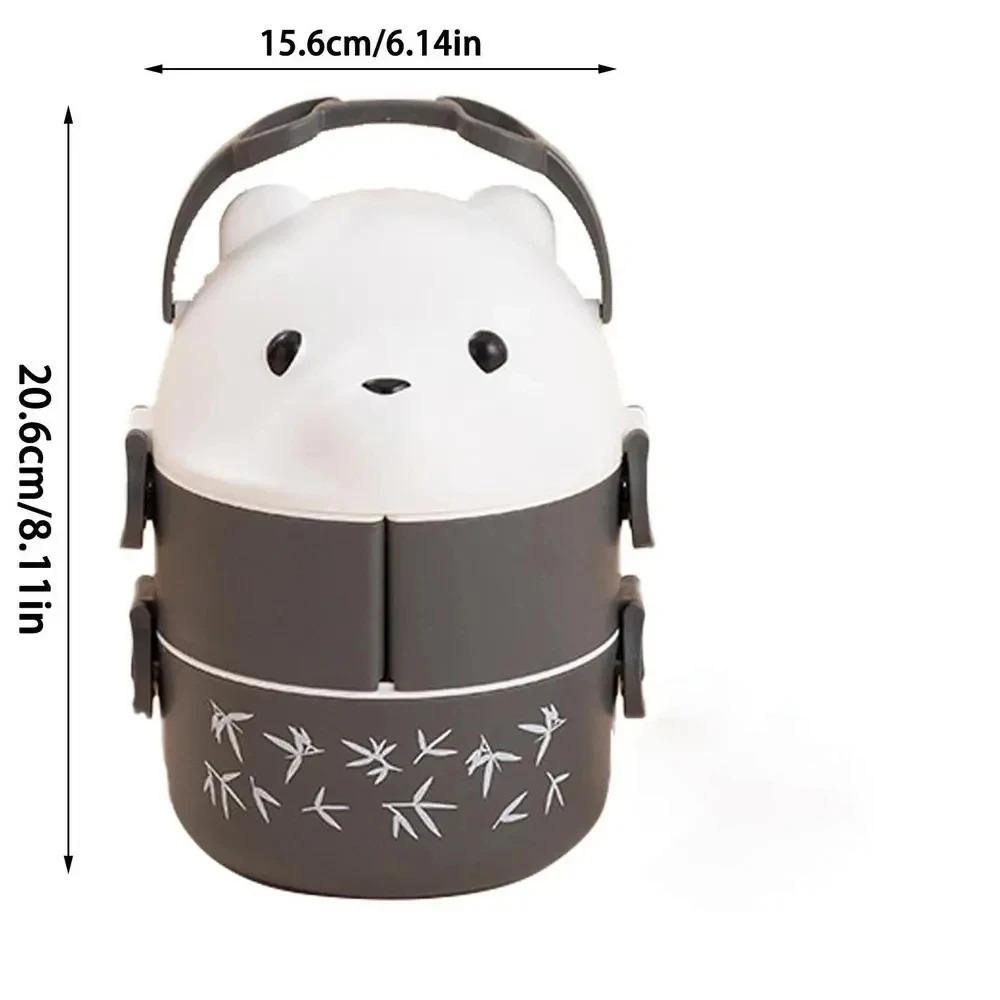 Lunch Box Portable Insulated Lunch Container Set Stackable Bento Cartoon Eyeglass Bear Shape Food Storage Container For Kids