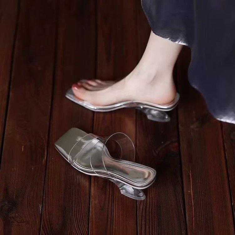 

Beautiful French wedge heel crystal transparent sandals women s 2025 summer new wear fashionable and versatile, not tired of the heel 40 серебряный