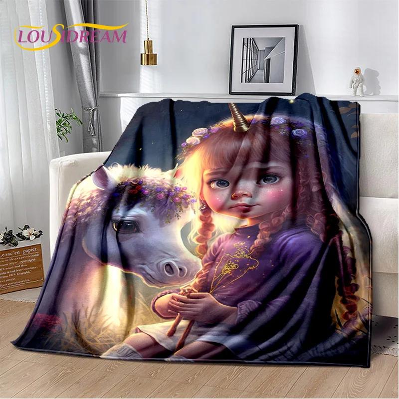 HD Unicorn Cartoon Cute 3D Dream Girl Blanket,Soft Throw Blanket for Home Bedroom Bed Sofa Picnic Travel Office Cover Child Gift