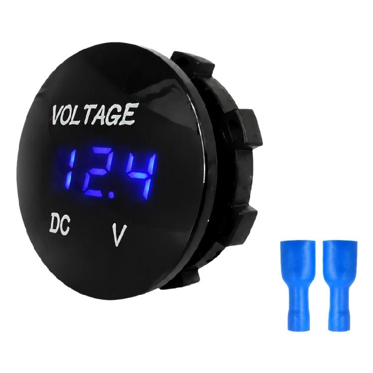 Round Panel Digital Meter with LED Display, 3-30V Battery Reader for 12V 24V Motorcycle Car Boat Equipment Use