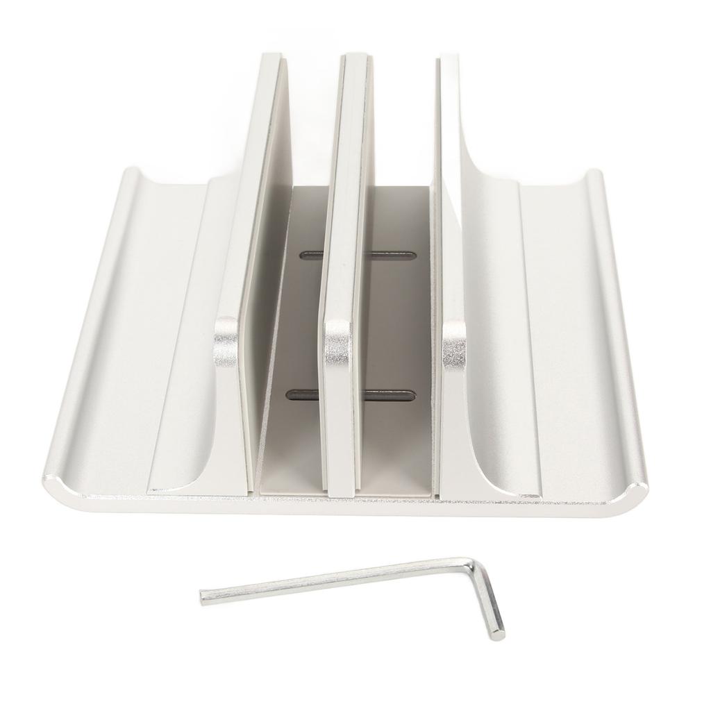 Vertikaler Laptopständer 2 Steckplätze Eloxierte Aluminiumlegierung Einstellbarer platzsparender Laptophalter für