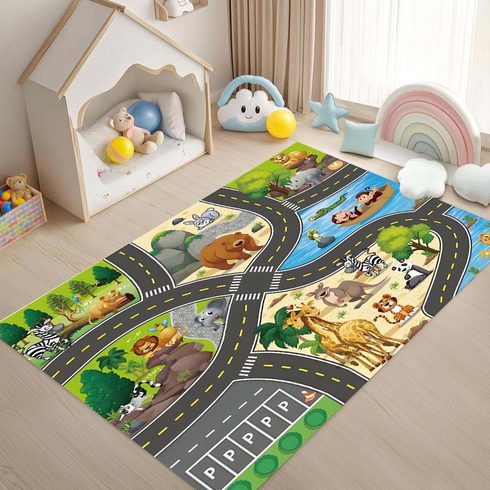 Горячая Распродажа Детский Игровой Коврик Тема Городская Дорога Мягкий Нескользящий Игровой Ковер для Детей Образовательный Напольный Коврик для Детской Комнаты Игровой Зоны Декор 40x60cm