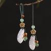 Elegant Chalcedony Four Season Bean Pendant Phone Lanyard Representing Prosperity Suitable For Keys Bags Or Cars