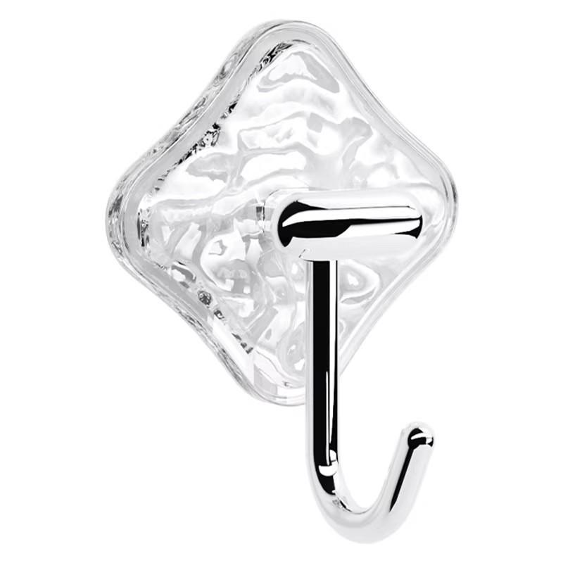 Exquisite Four-Leaf Clover Traceless Bathroom Hook: Strong, No-Punch, Glacier Pattern, Transparent Design