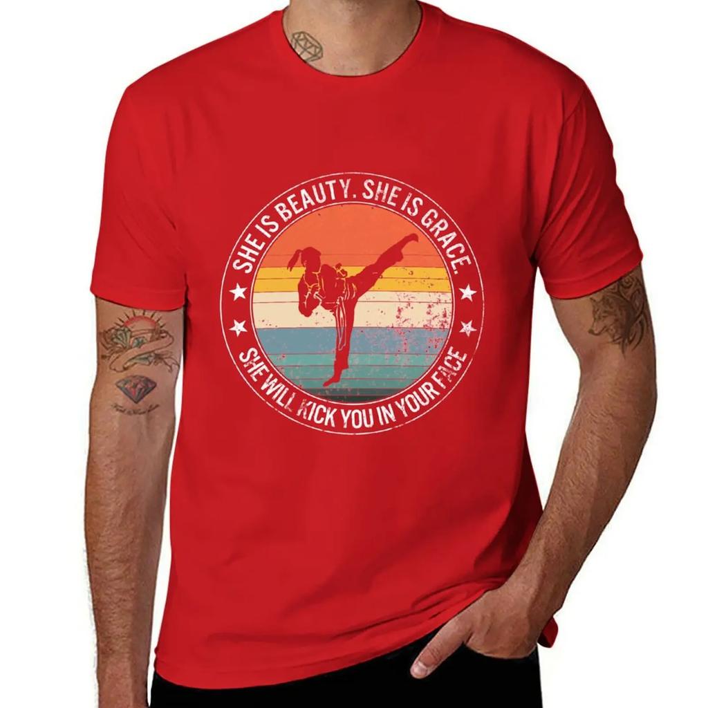 She's Beauty She's Grace She'll Kick You In The Face, She Will Kick You In The Face, Martial Arts, Karate Girl T-Shirt