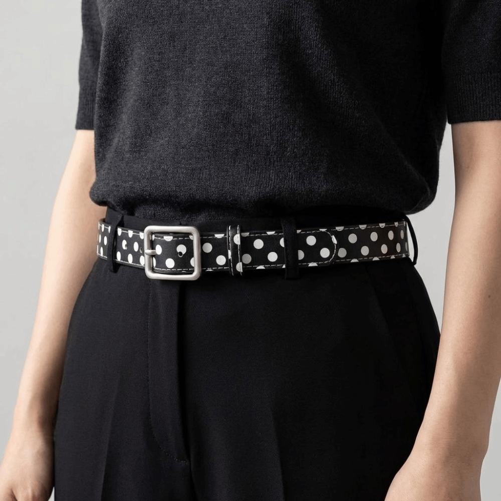Pin Buckle Women's Belt Y2K Leather Waist Belt Fashion Polk Dot Belt Streetwear