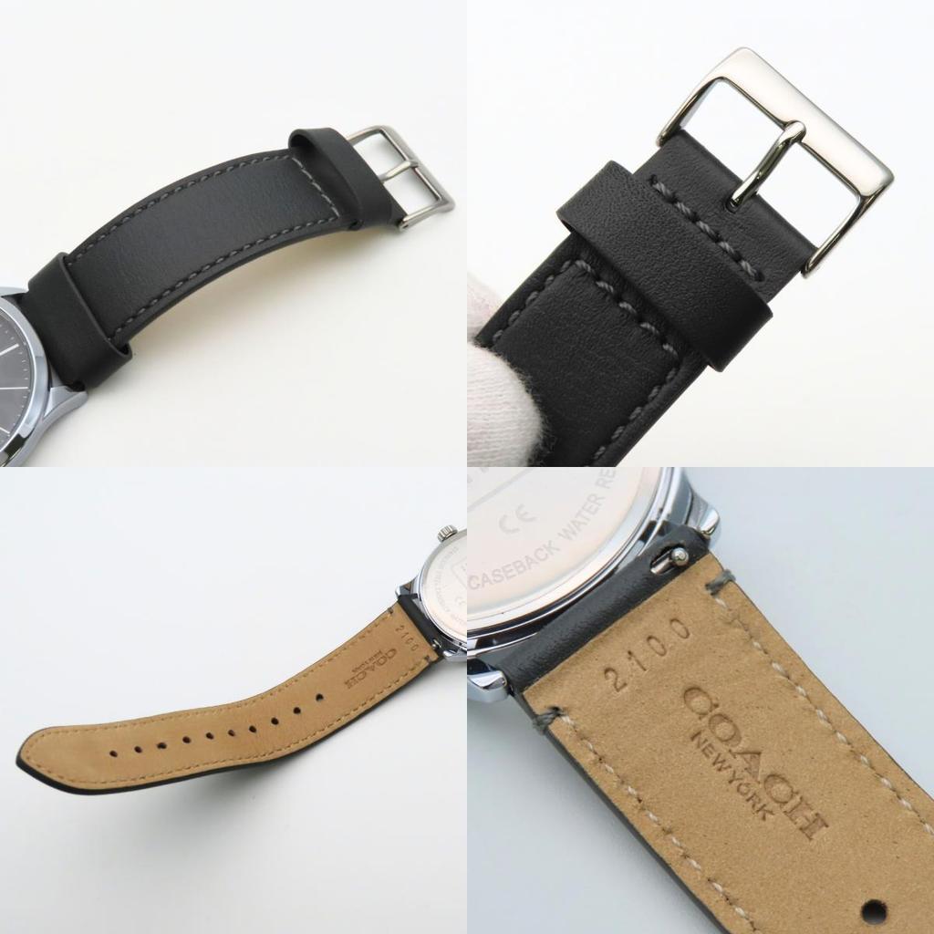 Used COACH Watches Baxter CA.118.2112.1640 Signature Stainless Steel/leather Silver Dark gray