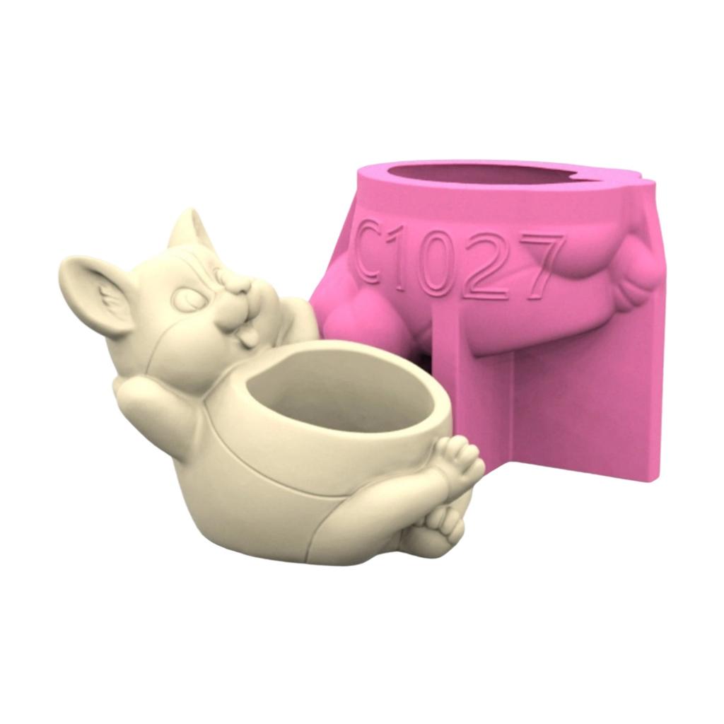 Practical Dog Flower Pots Sturdy Silicone Mould Cement Plaster Craft Supplies for Garden and Indoor Decoration
