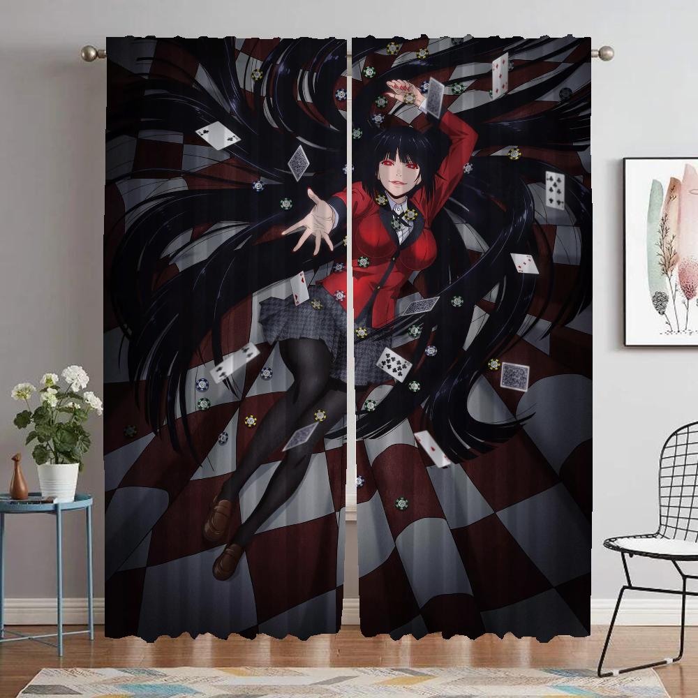 

Плотные шторы для комнаты 2 панели Jabami Yumeko для домашнего интерьера Шторы Тюль для спальни Украшения на Хэллоуин Перегородка W107xH160cmx2pcs-CL