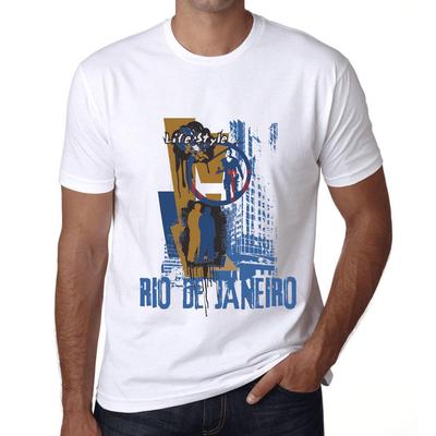Męska koszulka w stylu vintage z grafiką T-shirt Rio DE Janeiro Lifestyle White