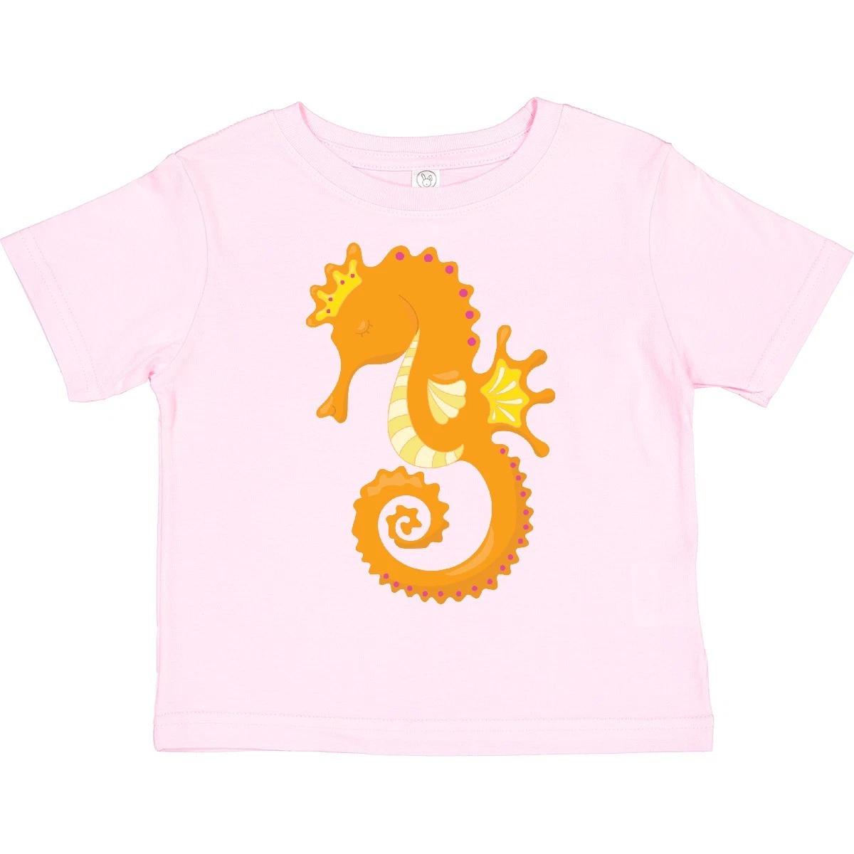 Inktastic Seahorse Toddler T-Shirt Sea Creature Crown Orange Magical Ocean Fish 110