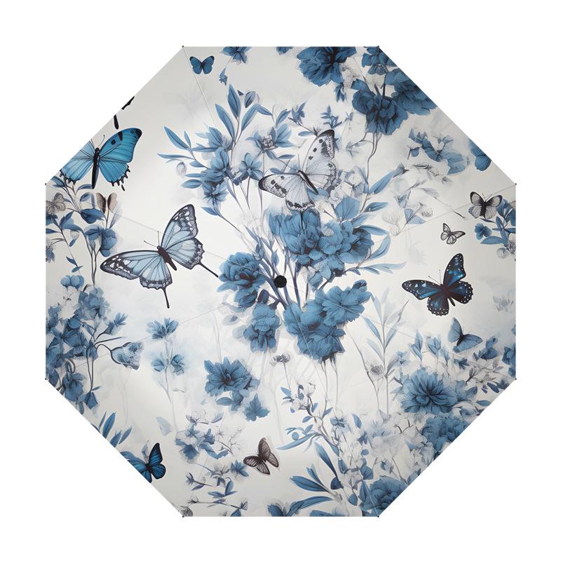 Automatic Folding UV Protection Umbrella with Black Glue for Sun and Rain Advertising.