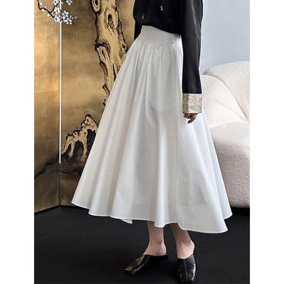 Juzhi Spring French High-End Pink A-line Pleated Swing Skirt 