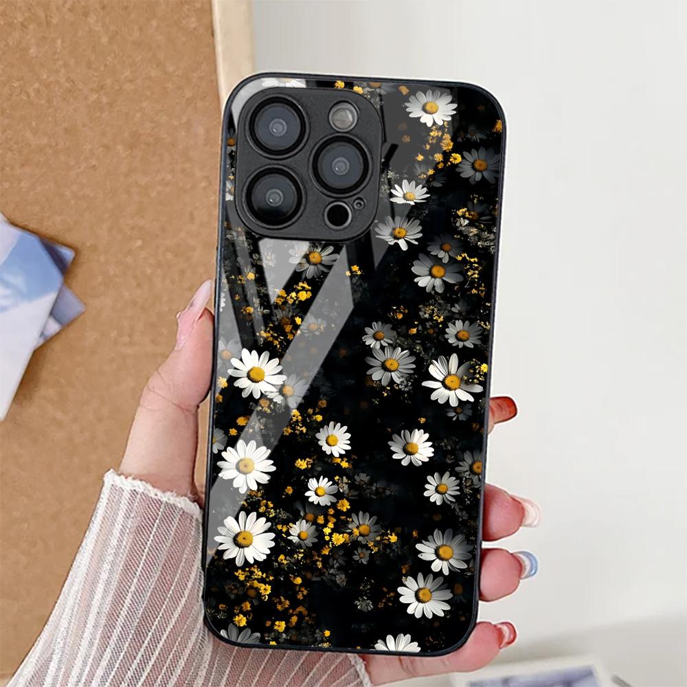 Flower Leaf Phone Case For iPhone 17 Pro Case iPhone 14 13 11 15 12 16 Pro Max 17 Air 16E SE 7 8 Plus XR Tempered Glass Cover