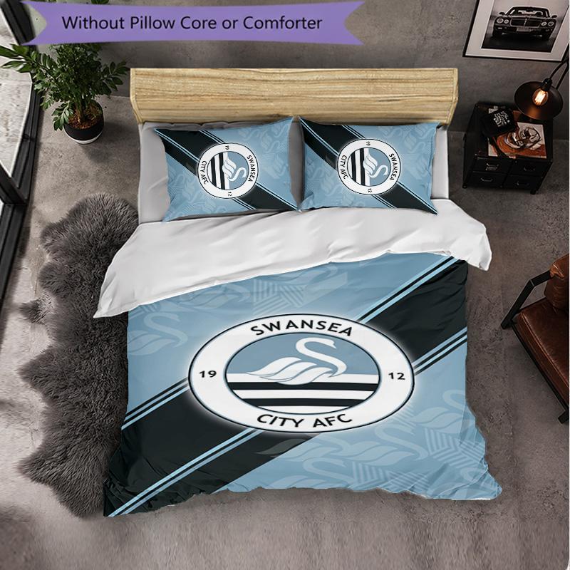 Biancheria da letto a tema Swansea City Set 3 Pezzi Copripiumino Biancheria da letto Decorativa Per Stanza Adolescenti Decorazione Casa