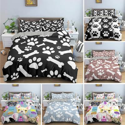 3D Dog Bone Bedding Set Child Duvet Cover Set Bed Set Duvet Cover 220x240 with 12 Pillowcase Comforter Bedding Sets Twin Queen