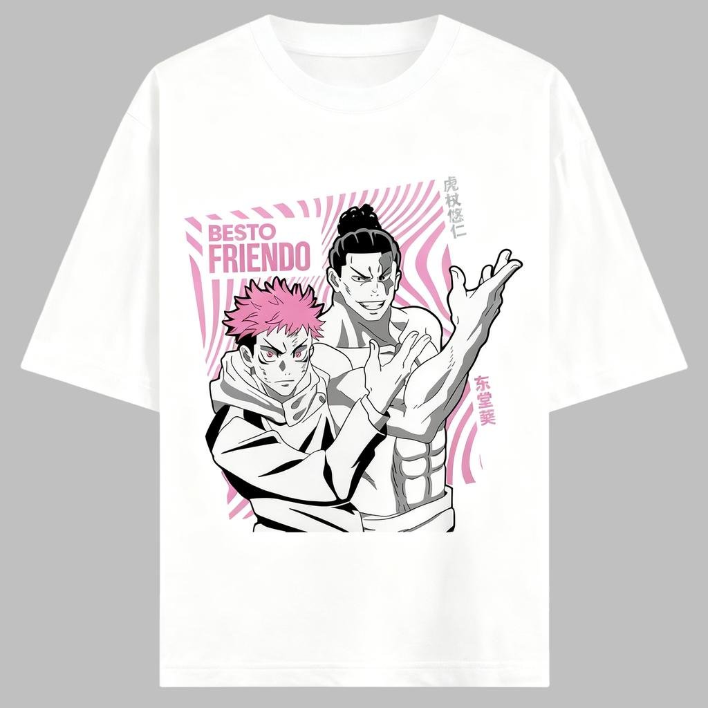 Jujutsu Kaisen Anime Itadori Yuji Printing Cotton Tshirt Men and Women Harajuku Casual Loose Summer Anime Peripheral Clothing
