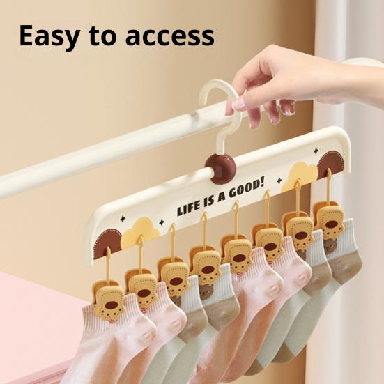 Non-Slip Hangers with Clips Multi-Clip Drying Rack Animal Claw Clip Clothes Hanger Wardrobe Organizer for Socks Underwear Home Dormitory Use