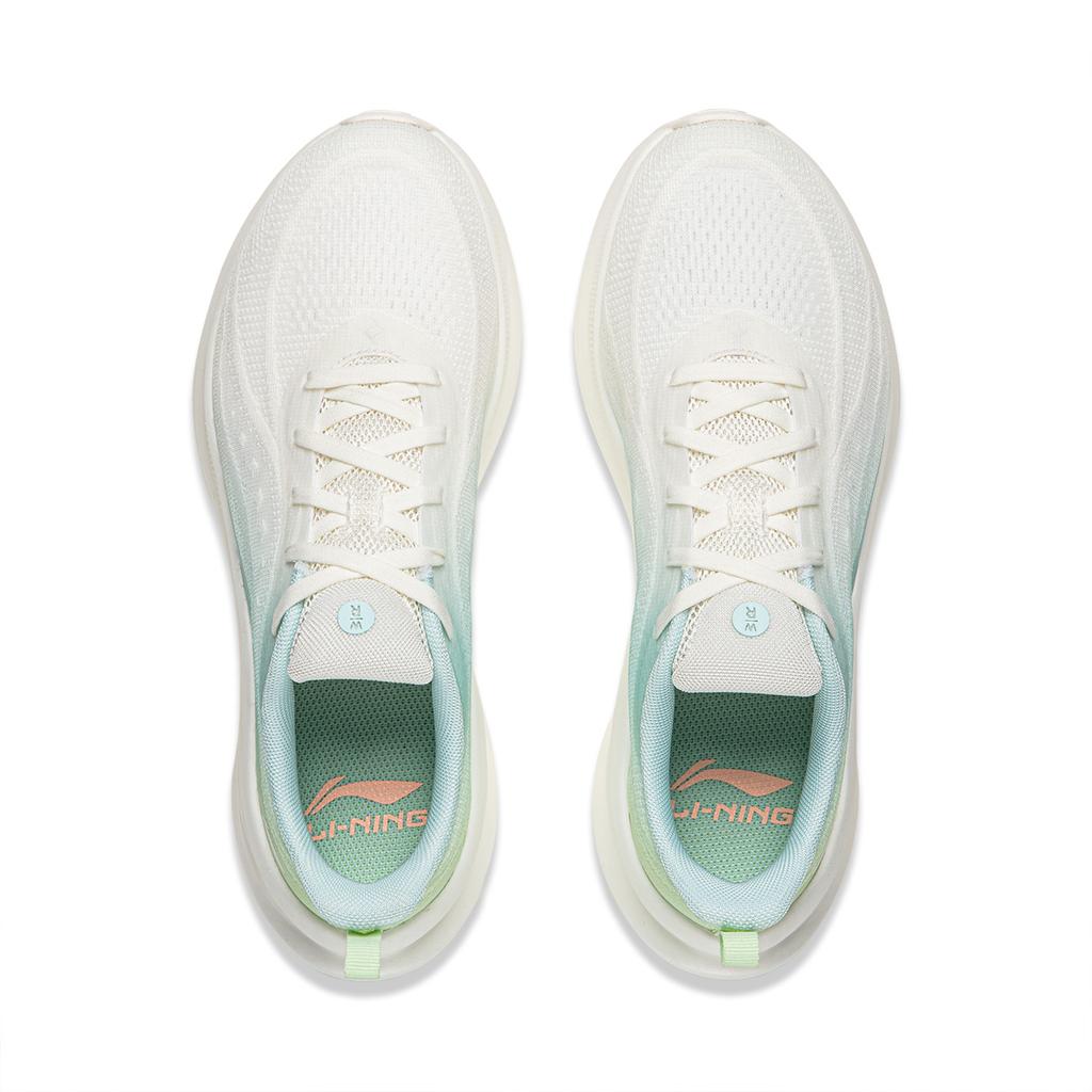 Li Ning Cushioning Slip Resistant Abrasion Resistant Support Lightweight Low Top Running Shoes Women's White Green ARHW020-4