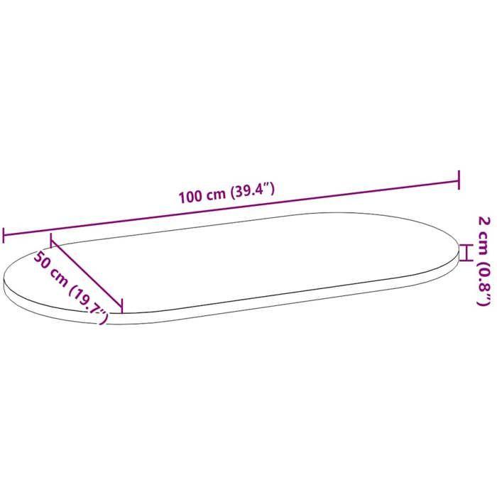 VidaXL Table Top 100x50x2 Cm Solid Oak Wood Oval, Coffee Table Top, Replacement Table Top, 4009078