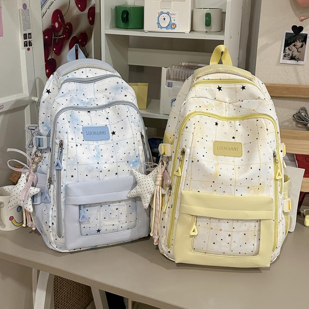 Schoolbag1011 Summer Star Pattern Backpack Female Elementary School Bag Large Capacity Lightweight Middle School Student Fashion Backpack