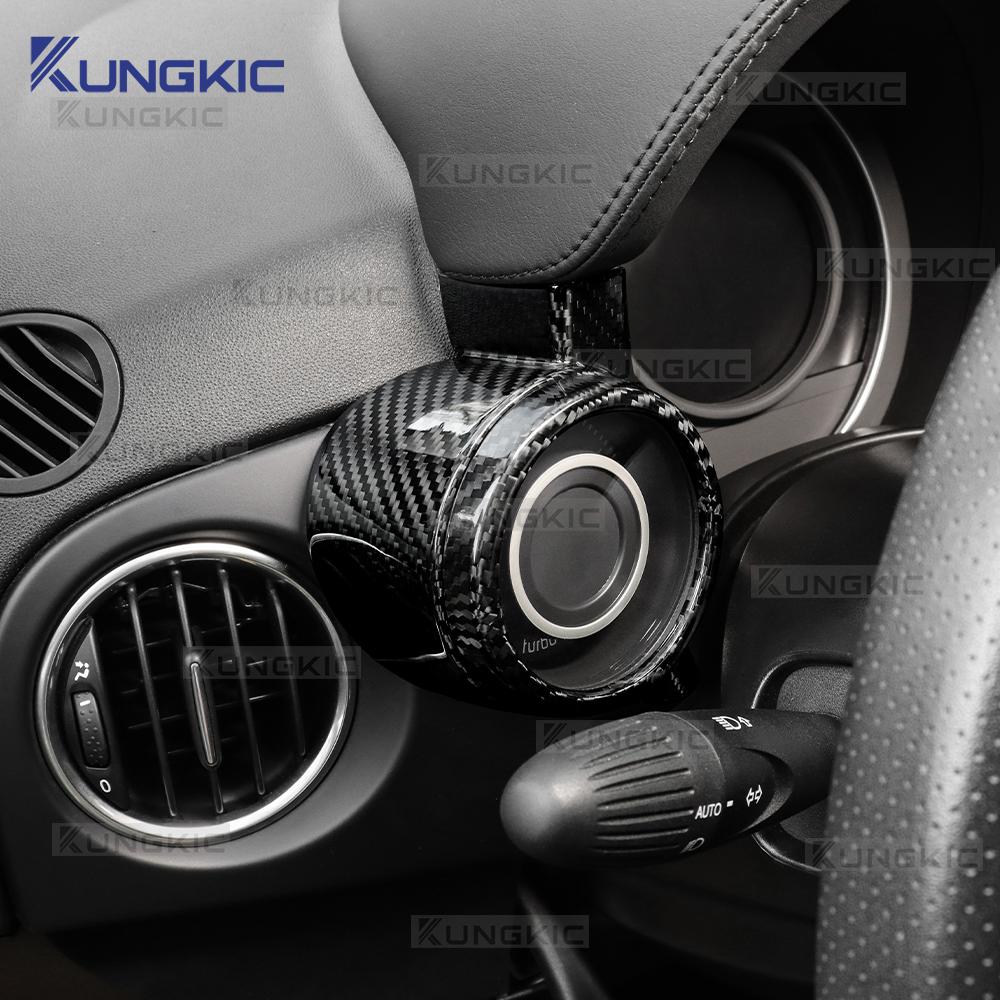 Für Abarth 595 695 595C 695C 2012-2020 2021 2022 2023 2024 Echter Trockener Hartcarbonfaser Aufkleber LHD Ladedruckanzeigenabdeckung Zierleiste