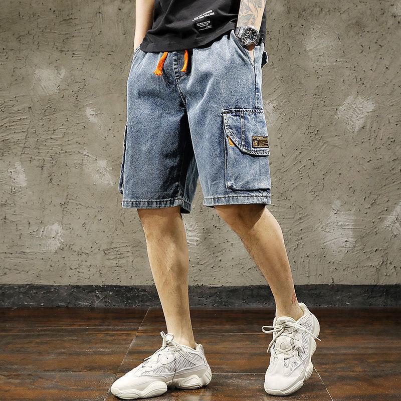 Men's workwear denim shorts 2026 new summer thin loose large size mid-length pants trendy wear-resistant five-point pants
