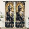2Pc Buddha Printed Curtains Polyester Classic Style For Home Decor Window Treatment For Bedroom Office Kitchen Living Room And