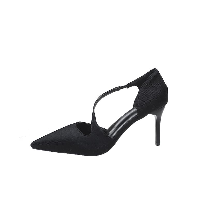 Spring and Summer New Pointed Toe Shallow Mouth Baotou Niche Stiletto Sandals for Women Sexy Leopard Print High Heels
