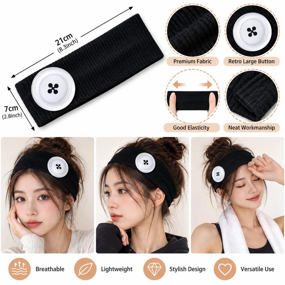 Elastic Button Headband Ribbed Knit Knit Turban Band New Head Wrap Daily Wear