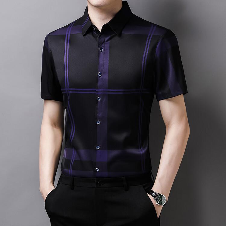 Herren Freizeit Hemd mit Aufdruck, kurzärmelig, mit Kragen, für Sommermode, Komfort, bügelfrei, knitterarm, Oberteil