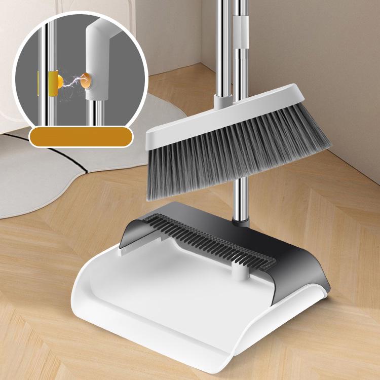 

Набор из метлы и совка для мусора: Мягкая щетина, конструкция двойного назначения с очищающими зубцами для влажной и сухой уборки