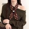 Satin Neck Scarf Women Imitation Pearl Buckle One-Piece Design Lightweight Chiffon Breathable Summer French Retro Black White Dot Collar Decorative