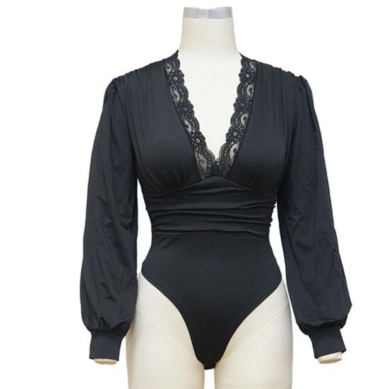 Dámské body Velké velikosti Ležérní Krajkové Deep Fashion Slim Women Body s výstřihem do V