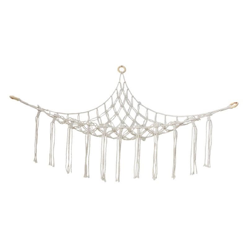 

Triangle Toy Hammock Hand-woven Cotton Rope Children s Room Doll Storage Wall Hanging Net Camp Outdoor Furniture Swing Chair