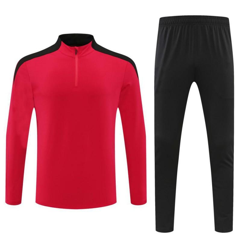 Mens Long Sleeve Half-Zip Sports Set Quick Dry Training Outfit Team Fitness Running