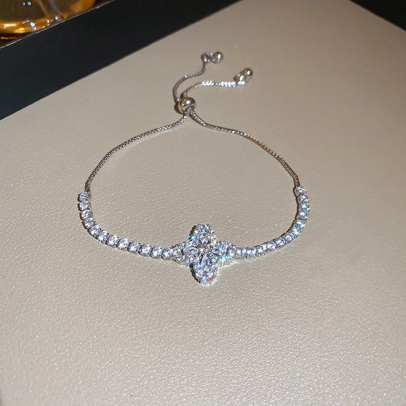 Pulseira de Joias Florais Com Pedras de Zircônia Para Presente de Mulher