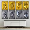 Love Couples Poster 3D Metal Figure Statue Canvas Painting Human Body Sculpture Wall Art Printing Picture for Home Room Decor