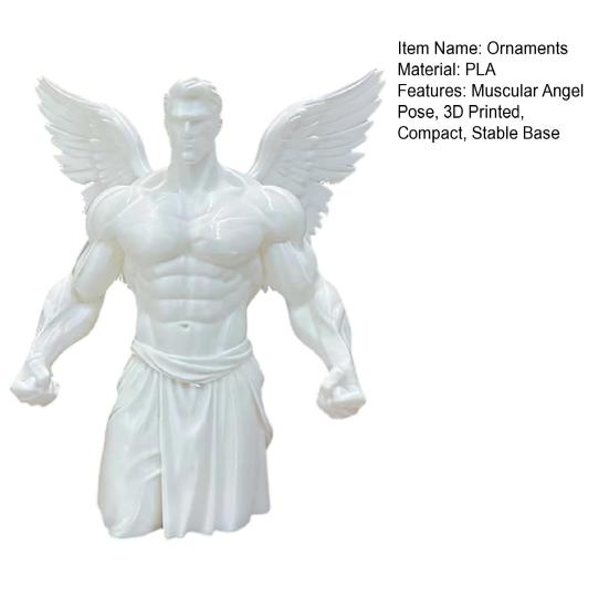 3D Printed Muscular Angel Muscle Wings Figurine Aesthetic Statue