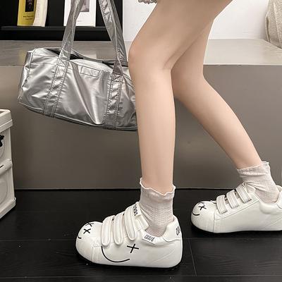 [Fanfna] Velcro Big Head Shoes Women's Platform Heightening Bread Shoes Women's Casual Board Shoes Sports Shoes Little White Shoes
